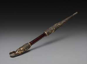 Tobacco Pipe, 19th century. Japan, Edo Period (1615-1868). Wood, iron, and silver; overall: 26.6 cm
