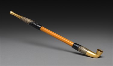Tobacco Pipe, 19th century. Japan, Edo Period (1615-1868). Bamboo, metal, brass, pewter (?), and