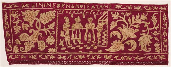 Embroidered Border: The Baking of Unleavened Bread, 1500s-1600s. Italy, 16th-17th century.