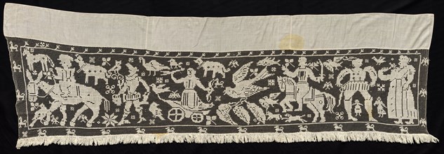 Panel with Unidentified Animals and Tree Pattern, 19th century. Spain ?, 19th century. Needle lace,