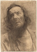 Head of a Man, 1884. Frederick William MacMonnies (American, 1863-1937). Charcoal (rubbed in