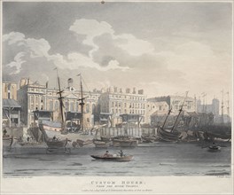 Customs House, from the Thames River, 1808. J. Bluck (British), after Thomas Rowlandson (British,