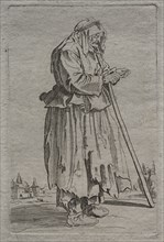 Old Beggar Woman, 1600s. France, 17th century. Etching