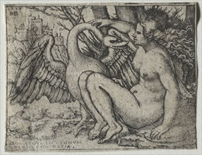 Leda and the Swan, 1548. Hans Sebald Beham (German, 1500-1550). Engraving