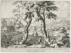 View of a Village with Figures in the Foreground, 1723. Marco Ricci (Italian, 1676-1729). Etching