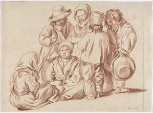 Group of Six Children (recto), 1700s(?). France, 18th century (?). Red crayon over traces of black