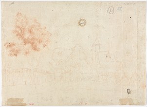 Sketch of a Village (verso), 18th century?. France, 18th century (?). Red chalk; sheet: 26.9 x 36.9