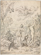 The Judgment of Paris, c. 1740-1750. France, 18th century. Black chalk and brush and gray wash;
