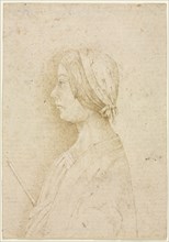 Profile of a Girl Holding a Candle, 1400s. Italy, 15th century. Pen and brown ink, heightened with