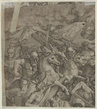 Battle of the Milvian Bridge (fragment) (verso), 1500s. Italy, 16th century. Etching; sheet: 27.4 x