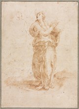 Ceres, 16th century. Lelio Orsi (Italian, 1511-1587). Pen and brown ink and brush and brown wash;