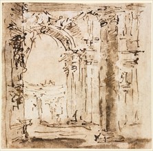 Pair of Drawings: Sketch of the Labyrinth of the Villa Pisani  and Piazza San Marco with Doges'