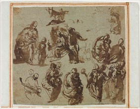 Various Sketches of the Madonna and Child, c. 1580. Paolo Veronese (Italian, 1528-1588). Pen and