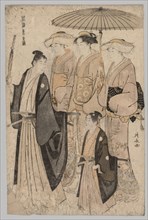 Woman of the Yoshiwara and Attendants (from the series Brocades of the East in Fashion), 1752-1815.