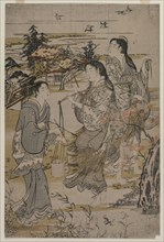 Women with Salt Pails; The Noda Tama River in Mutsu Province, from an untitled series of the Six