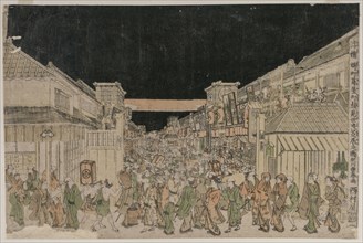 Night Scene, Street of Theatres, late 1700s-early 18002. Japan, Edo Period (1615-1868). Color