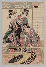 Yoshiwara Women Looking into the Street at Springtime, 1753-1806. After Kitagawa Utamaro (Japanese,