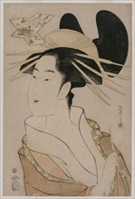 Portrait of a Courtesan Holding a Pipe (from the series The Six Immortal Poets in Modern Dress),