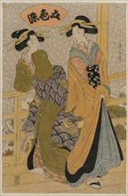 Two Courtesans on a Balcony (From the series Five Colors of Ink), c. early 1810s. Eizan Kikugawa