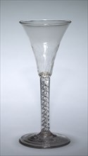Wine Glass, 1740-1750. England, 18th century. Glass; diameter: 7.7 cm (3 1/16 in.); overall: 18 x 8