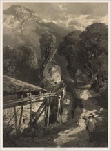 The Simplon Road, Meillerie, France. Alexandre Calame (Swiss, 1810-1864). Lithograph