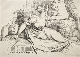 Specimens of Polyautography:  Woman on a Sofa. Henry Fuseli (Swiss, 1741-1825). Lithograph