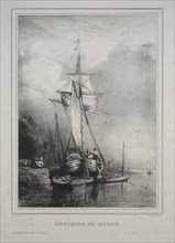 Six Marines:  Environs of Rouen, France, 1832. Paul Hüet (French, 1803-1869). Lithograph