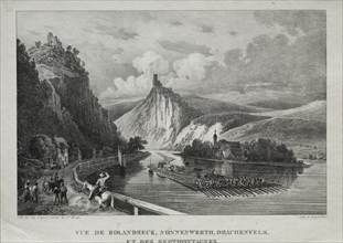 View of Rolandseck, Nonnenwerth, Drachenfels and Siebenbirge. Jules Jean-Baptiste de Joly (French,
