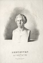 Bust of Ludwig van Beethoven. Joseph Kriehuber (German, 1800-1876). Lithograph