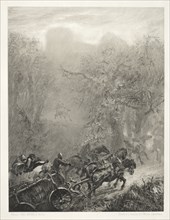 Essay on Stone with Brush and Scraper:  The Convoy of Prisoners through a Woods, 1851. Adolph von