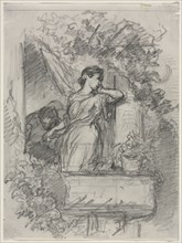 On the Balcony. Célestin François Nanteuil (French, 1813-1873). Pencil