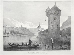 St. Goar and Rheinfels, 1824. Samuel Prout (British, 1783-1852). Lithograph