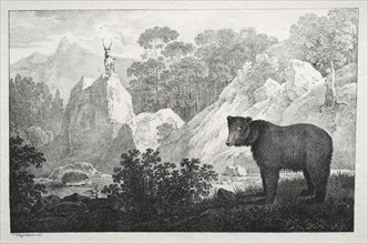 Mountainous Landscape with Bear in the Foreground. Maximilian Josef Wagenbauer (German, 1774-1829).