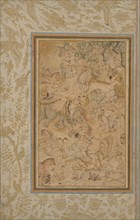 Princes hunting in a rocky landscape, c. 1580–85; borders added c. 1700s. India, Mughal, 16th