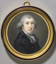 Portrait of a Man with an Earring, c. 1800. Anonymous Graff (1800). Watercolor on ivory in a gilt