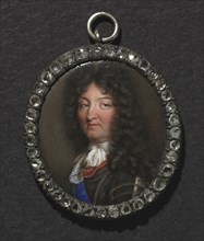 Portrait of King Louis XIV, 17th century. School of Jean Petitot (Swiss, 1607-1691). Enamel in a