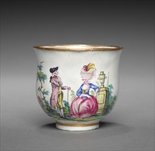 Cup and Saucer: Cup, mid-18th century. England, mid-18th Century. Enamel on metal; diameter of