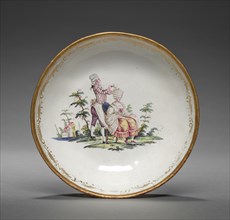 Cup and Saucer: Saucer, mid-18th century. England, mid-18th Century. Enamel on metal; diameter: 14