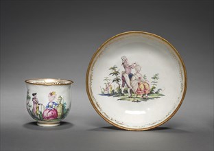 Cup and Saucer, mid-18th century. England, mid-18th Century. Enamel on metal; diameter: 3.2 x 14.2