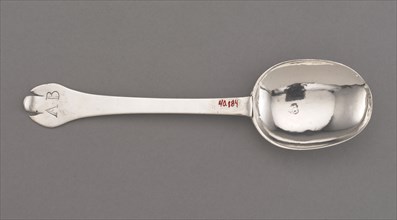 Spoon, 1685-1700. Jeremiah Dummer (American, 1645-1718). Silver; overall: 17.4 x 4.6 cm (6 7/8 x 1