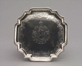 Salver, 1740-1750. Jacob Hurd (American, 1702-1758). Silver; overall: 3 x 16 x 16.3 cm (1 3/16 x 6