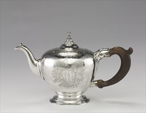 Teapot, c. 1755-1760. Nathaniel Hurd (American, 1730-1778). Silver; with handle: 14.5 x 24.4 cm (5