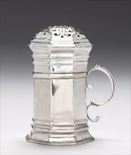 Caster with Lid , c. 1720. Andrew Tyler (American, 1692-1741). Silver; with handle: 8.5 x 6.7 cm (3