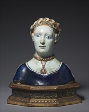 Bust of a Woman, early 1500s. Italy, Tuscany, 16th century. Tin-glazed earthenware (maiolica); 37.6