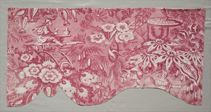 Copperplate Printed Textile, early 1800s. France, 19th century. Copperplate printed cotton;