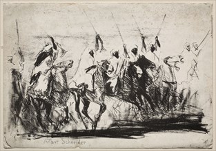 Moorish Lancers, Fantasia, c. 1900. Arthur E. Schneider. Lithograph