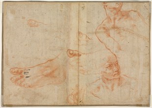 Figure Studies for the Sistine Ceiling (verso), 1510-1511. Michelangelo Buonarroti (Italian,