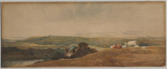Mountains and Cattle. Peter De Wint (British, 1784-1849). Watercolor