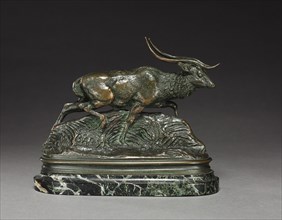 Axis Deer, 19th century. Antoine-Louis Barye (French, 1796-1875). Bronze; overall: 14.3 x 6.3 cm (5
