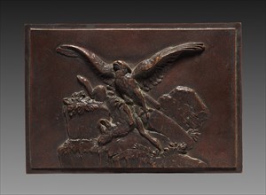 Eagle with Chamois, c. 1830 - 1875. Antoine-Louis Barye (French, 1796-1875). Bronze; overall: 11.2
